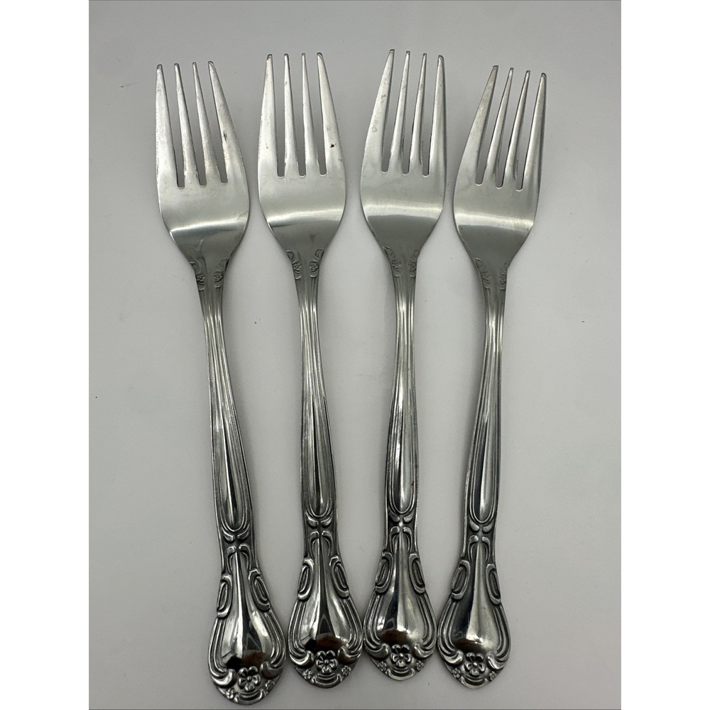 Set of 4 Wallace Plantation Stainless Dessert/Salad Forks Japan 6/25" EUC